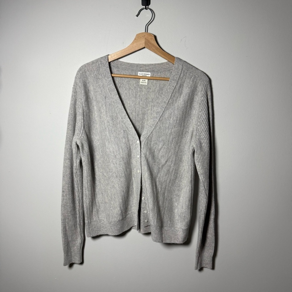 Club Monaco 100% cashmere button up cardigan grey size XL